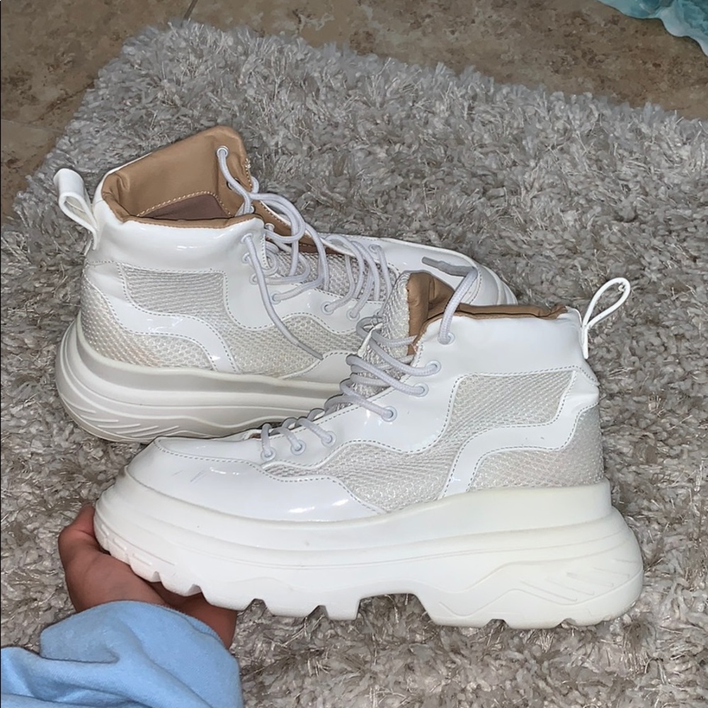 White platform boots